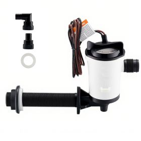 Livewell Pump for Boat, 12V 800 GPH Livewell Aerator Pump with Detachable Motor, 90-Degree Baitwell Pumps for Boats