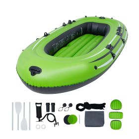 Inflatable Boat, 3-Person Inflatable Fishing Boat, Strong PVC Portable Boat Raft Kayak, 45.6" Aluminum Oars, High-Output Pump, Fishing Rod Holder