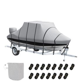 T Top Boat Cover, 20'-22' Waterproof Trailerable T-Top Boat Cover, 600D Marine Grade PU Oxford, with Windproof Buckle Straps